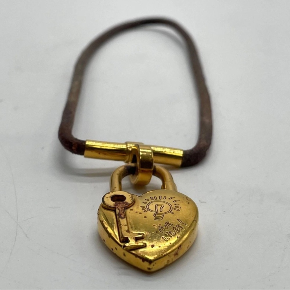 HERMES 2004 Necklace Cadena Padlock Charm La Fantaisie Heart Viviride Gold VTG - Picture 4 of 12